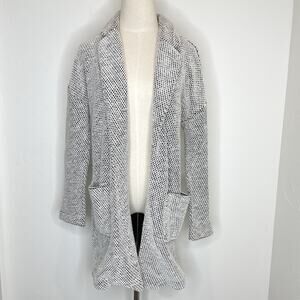Marine Layer Birdseye Open Cardigan Blazer Womens Small White Black Heavy Knit